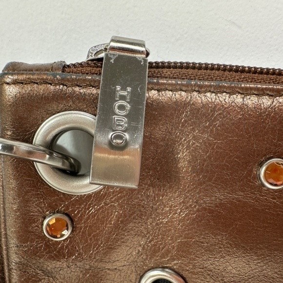 Hobo International Metalic Brow Lauren Clutch Wallet Grommets Rhinestone Accents - Picture 5 of 8